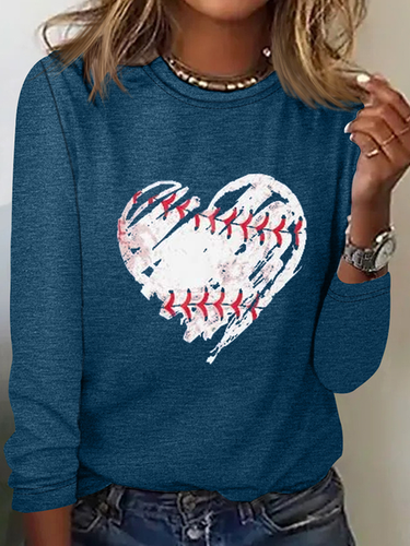 Baseball Shirts Women Game Day Shirt Baseball Heart Graphic Regular Fit Casual Long Sleeve Shirt - Modetalente - Modalova