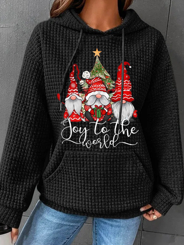 Joy To The World Gnome Christmas Cotton-Blend Simple Hoodie - Just Fashion Now - Modalova
