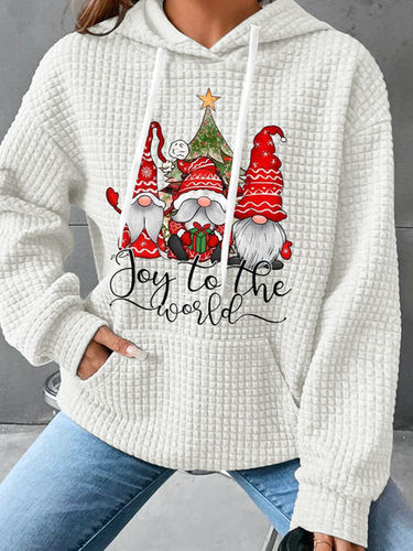 Joy To The World Gnome Christmas Cotton-Blend Simple Hoodie - Just Fashion Now - Modalova