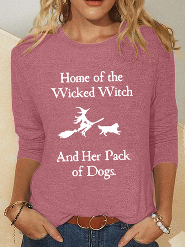 Home Of The Wicked Witch And Her Pack Of Dogs Print Casual Dog Regular Fit Shirt - Modetalente - Modalova