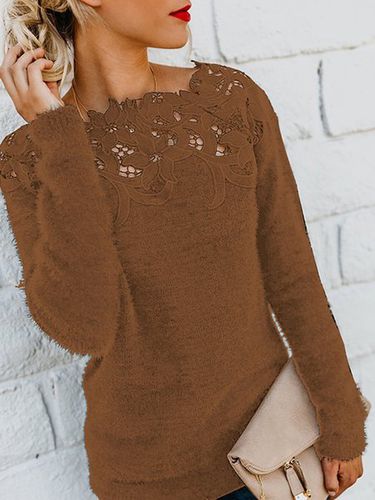 Yarn/Wool Yarn Plain Casual Sweater - Modetalente - Modalova