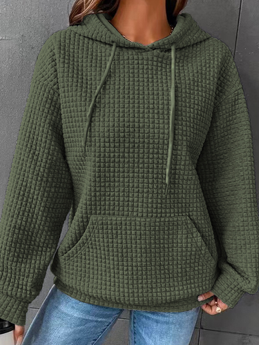 Cotton-Blend Plain Hoodie Casual Hoodie - Just Fashion Now - Modalova