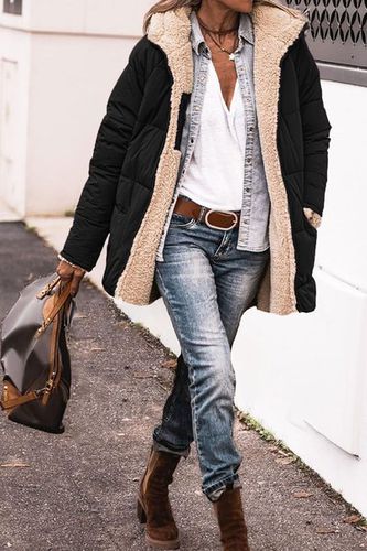 Casual Hoodie Plain Fleece Jacket - Just Fashion Now - Modalova