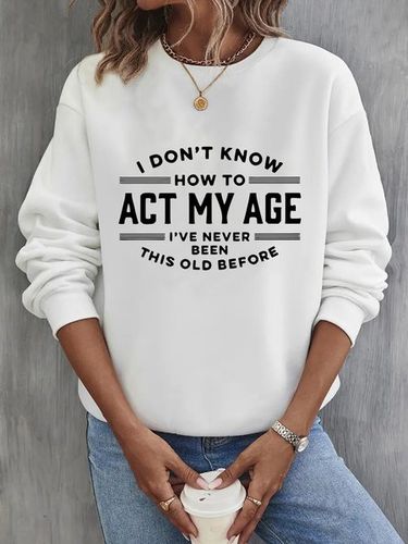 Crew Neck Text Letters Casual Sweatshirt - Just Fashion Now - Modalova