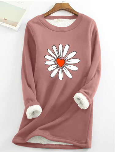 Casual Daisy Print Fleece Sweatshirt - Modetalente - Modalova