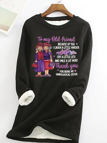 Women's Funny Old Friend Smile A Lot More Graphic Printing Text Letters Casual Fleece Sweatshirt - Modetalente - Modalova