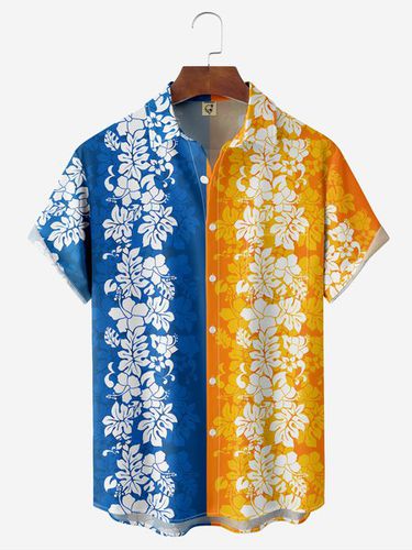 Hibiscus Chest Pocket Short Sleeve Hawaiian Shirt - Modetalente - Modalova