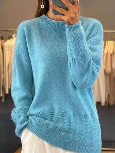 Casual Plain Wool/Knitting Crew Neck Sweater - Just Fashion Now - Modalova