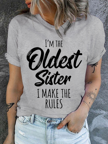 Womens Funny Sister Gift Old Sister Casual Cotton T-Shirt - Modetalente - Modalova