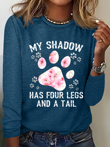 Funny Dog My Shadow Has Four Legs And A Tail Casual Long Sleeve Shirt - Modetalente - Modalova