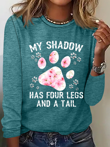 Funny Dog My Shadow Has Four Legs And A Tail Casual Long Sleeve Shirt - Modetalente - Modalova