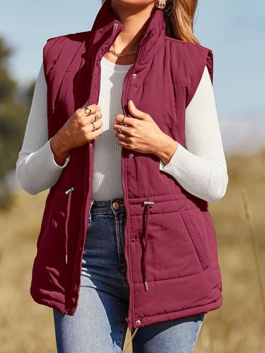 Casual Stand Collar Loose Vest - Just Fashion Now - Modalova
