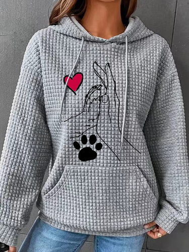 Women's Palm High-Fives Dog Paw Print Simple Dog Hoodie - Modetalente - Modalova