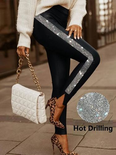 Casual Hot Drilling Regular Fit Leggings - Just Fashion Now - Modalova