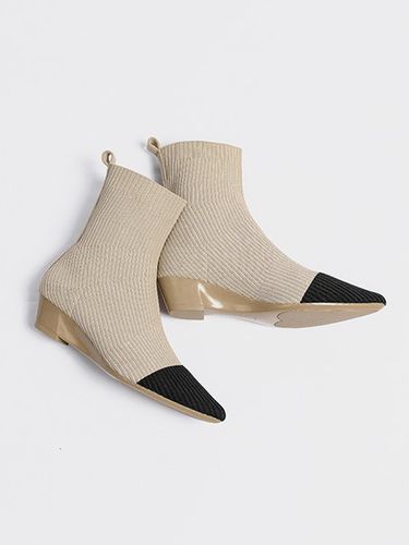 Color Block Breathable Mesh Fabric Wedge Heel Sock Boots - Modetalente - Modalova