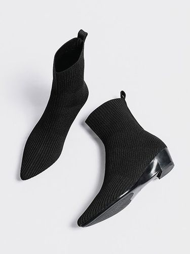 Color Block Breathable Mesh Fabric Wedge Heel Sock Boots - Modetalente - Modalova