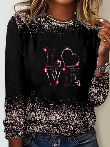 Crew Neck 3D Printing Heart Regular Fit Casual Shirt - Just Fashion Now - Modalova