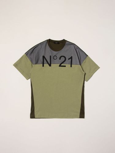 N ° 21 T-shirt in cotton and tricolor polyester with logo - N° 21 - Modalova