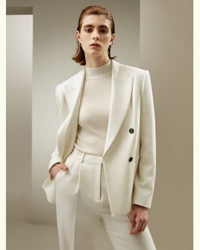 LILYSILK Blazer En Laine Boutons En Corne Avec Logo Soie-Laine Une Esthétique Épurée Et Contemporaine Style Moderne 38 - LILYSILK - Modalova