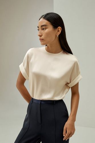 LILYSILK T-shirt Soie Manches Obliques XL - Col Rond, Coupe Décontractée et Chic - LILYSILK - Modalova