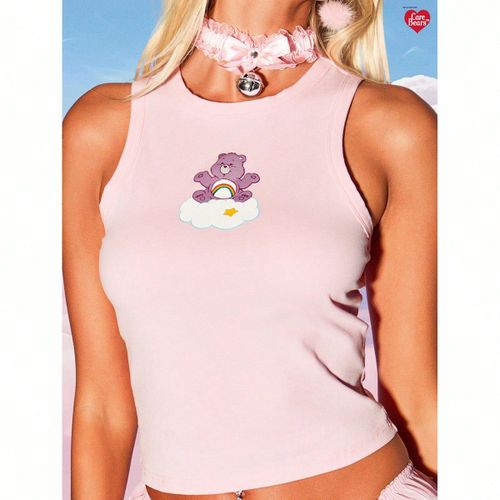 Ästhetisches Trägershirt Y2K Kawaii Regenbogen Wolke Rosa Crop Top Nostalgische Mode Glocken Herz Choker Rüschen Sommer Festival Ärmellos Weste - MISSGUIDED - Modalova