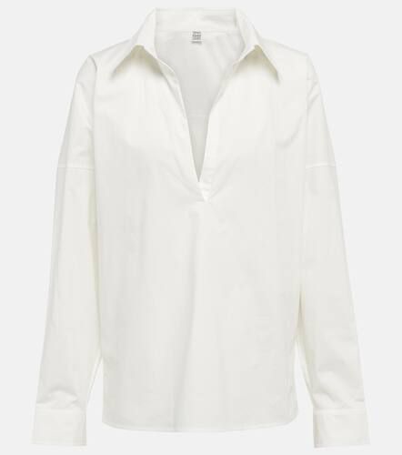 Puff-sleeve V-neck cotton blouse - Toteme - Modalova