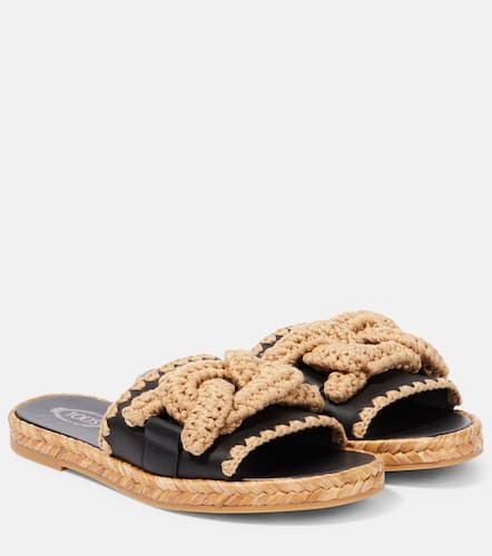 Tod's Kate leather and jute slides - Tod's - Modalova