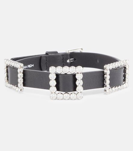 Choker in pelle con cristalli - Alessandra Rich - Modalova