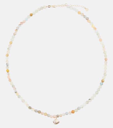 Collana Clam Shell Small in oro 14 kt con diamanti e morganite - Sydney Evan - Modalova