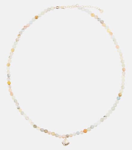 Collar Clam Shell Small de oro de 14 ct con diamantes y morganita - Sydney Evan - Modalova