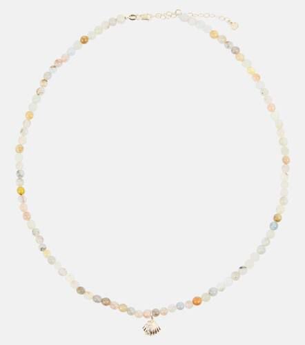 Halskette Clam Shell Small aus Morganit mit 14kt Gelbgold und Diamanten - Sydney Evan - Modalova