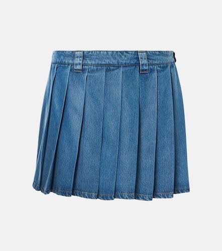 Miu Miu Pleated denim miniskirt - Miu Miu - Modalova