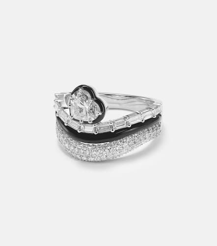 Art Deco Heart 18kt white gold ring with diamonds - Kamyen - Modalova