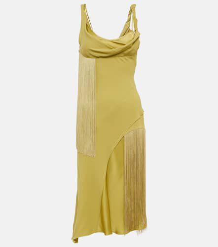 Fringe-trimmed crêpe and satin minidress - Victoria Beckham - Modalova