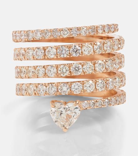Anillo Diamond Spiral Heart de oro rosa de 18 ct con diamantes - Shay Jewelry - Modalova