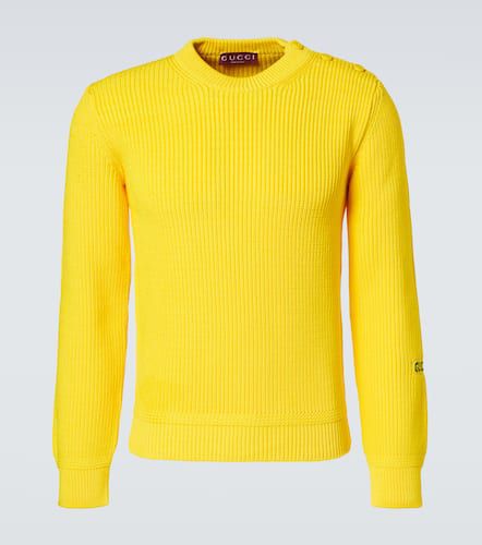 Pullover in misto cotone con intarsi - Gucci - Modalova