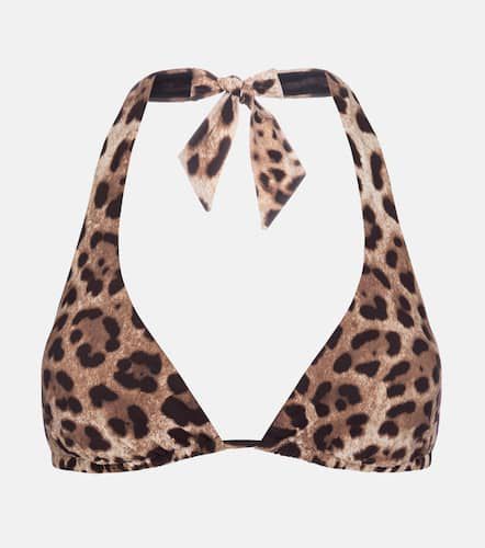 Leopard-print halterneck bikini top - Dolce&Gabbana - Modalova
