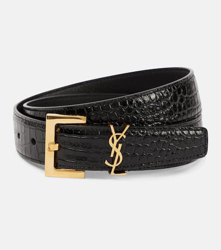 Monogram croc-effect leather belt - Saint Laurent - Modalova