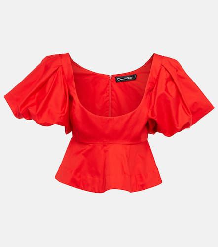 Peplum cotton crop top - Oscar de la Renta - Modalova