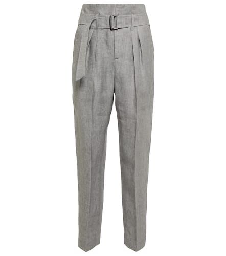 High-rise linen-blend pants - Brunello Cucinelli - Modalova