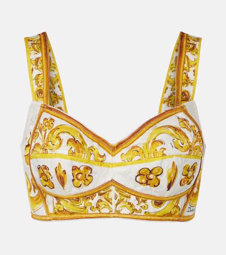 Crop top Majolica de popelín - Dolce&Gabbana - Modalova