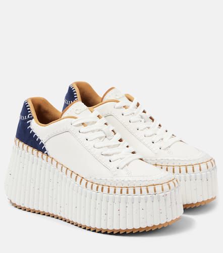 ChloÃ© Nama suede-trimmed leather platform sneakers - Chloe - Modalova