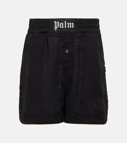 Shorts bóxer de lino con logo - Palm Angels - Modalova