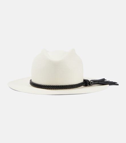 Elfi leather-trimmed straw boater hat - Max Mara - Modalova