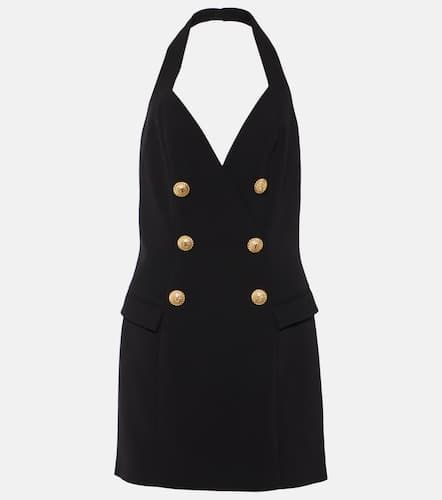 Halterneck crÃªpe minidress - Balmain - Modalova