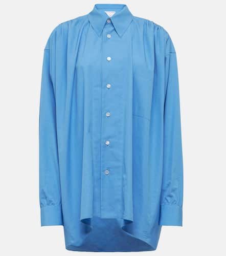 Oversized gathered cotton-blend shirt - Bottega Veneta - Modalova