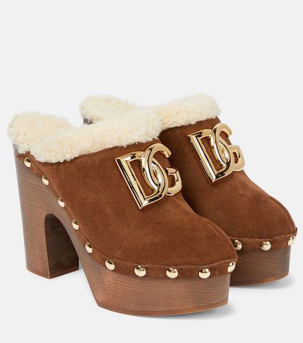 Logo suede platform clogs - Dolce&Gabbana - Modalova