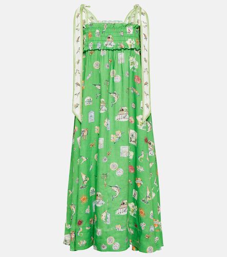 AlÃ©mais Shirred printed linen midi dress - Alemais - Modalova