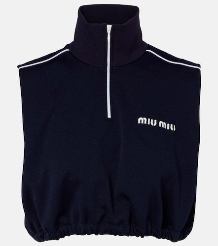 Miu Miu Logo jersey crop top - Miu Miu - Modalova