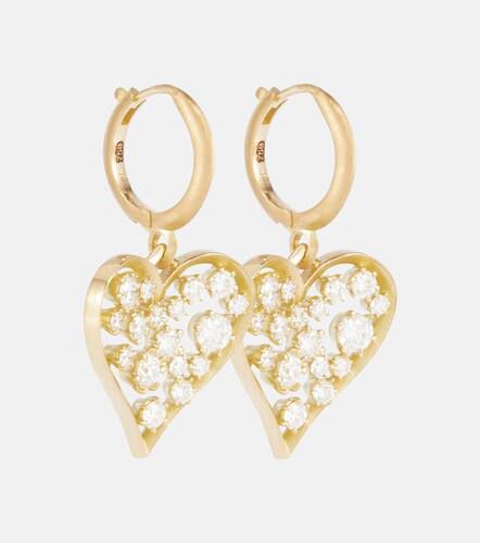 Margot Heart 18kt hoop earrings with diamonds - Jade Trau - Modalova